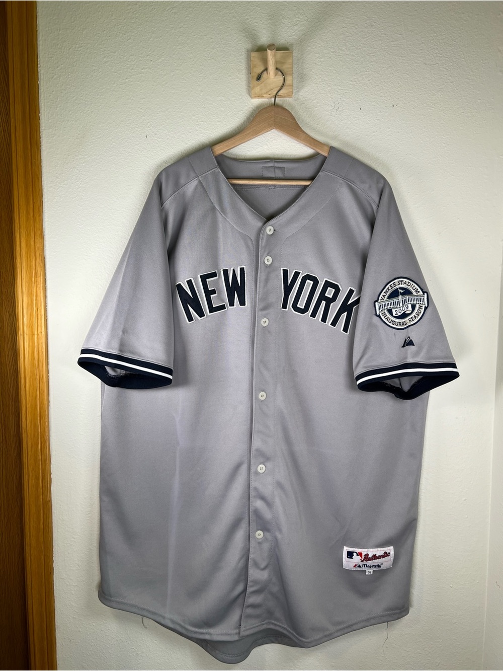 Majestic Yankees Gray Authentic MLB Inaugural Season Jersey #25 Size 56